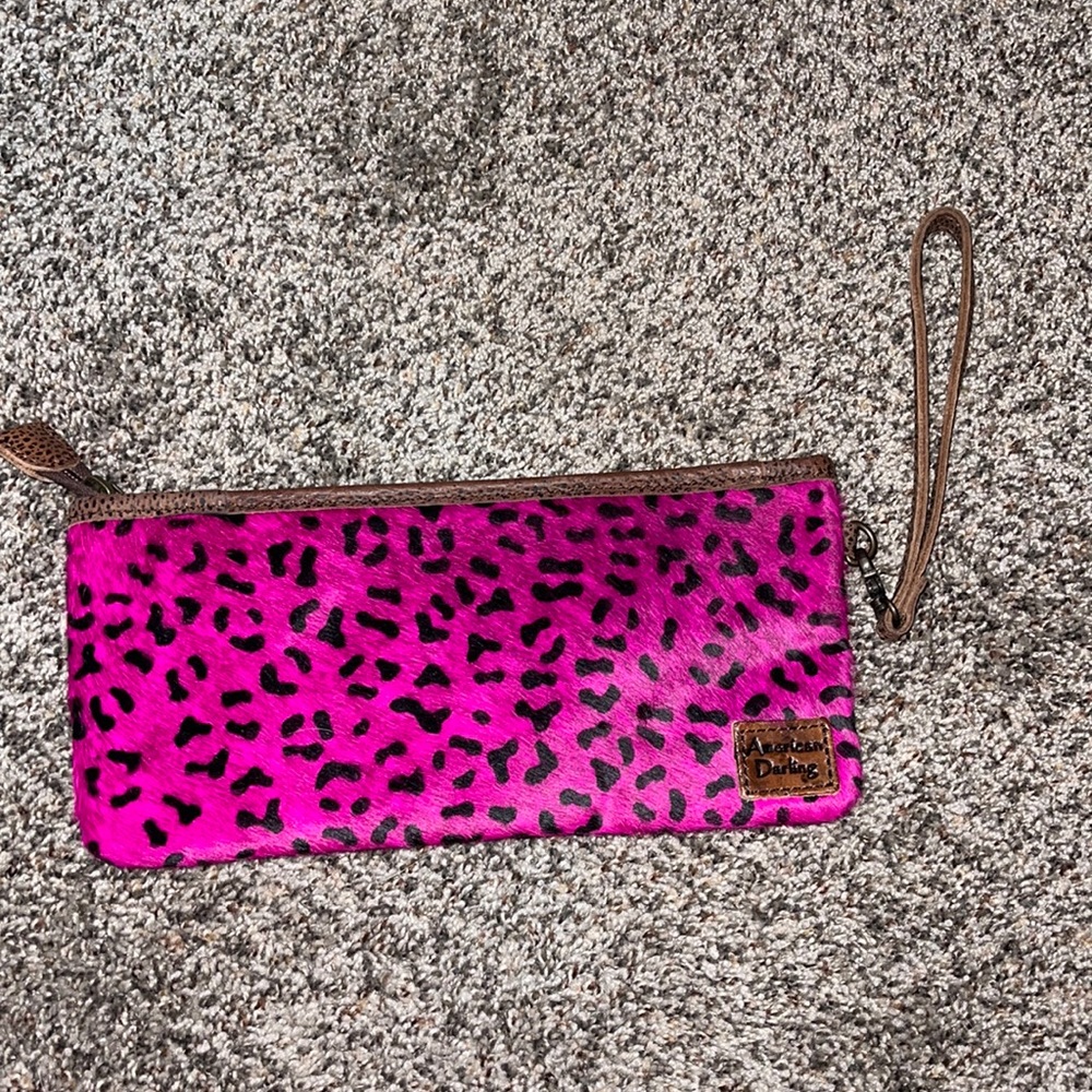 Pink furry Wristlet